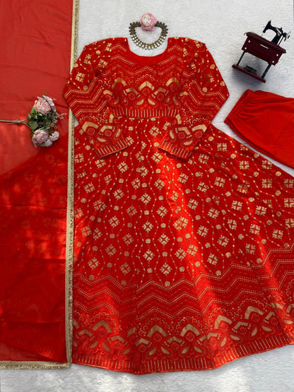 Designer Plazoo with Gown Set – Elegant Ethnic Wear