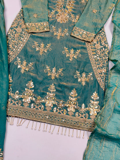 New Designer Party Wear Look Top-Plazzo and Dupatta With Heavy Embroidery Beads Work