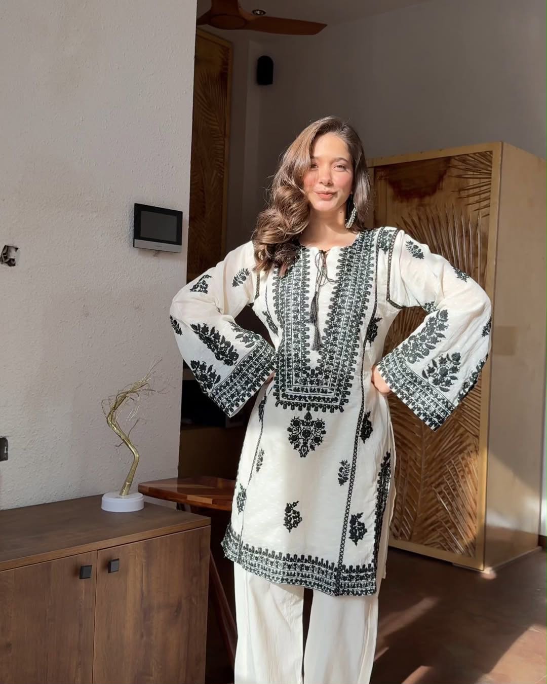 Designer Collection In  Rayon Butti Silk Top-Bottom Set Fully Stitched Ready To Wear
