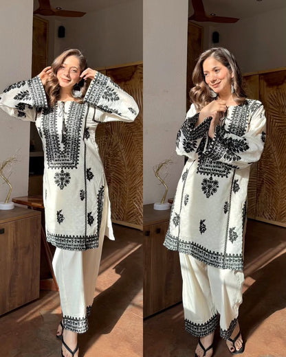 Designer Collection In  Rayon Butti Silk Top-Bottom Set Fully Stitched Ready To Wear