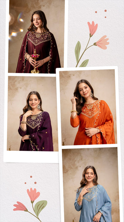 WOMEN'S PURE VICHITRA SILK GOWN SET'S