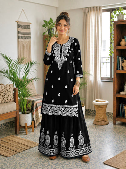Premium Farshi Cord Set With Lakhnavi work