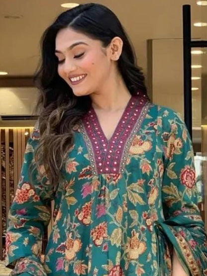LINE PRINTED PREMIUM COTTON BLEND SUIT