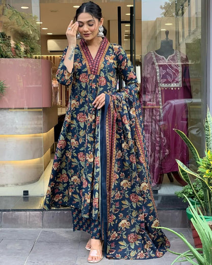 LINE PRINTED PREMIUM COTTON BLEND SUIT
