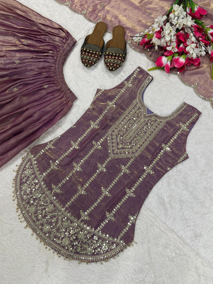 Designer Party Wear Look Top , Sharara plazzo and Dupatta