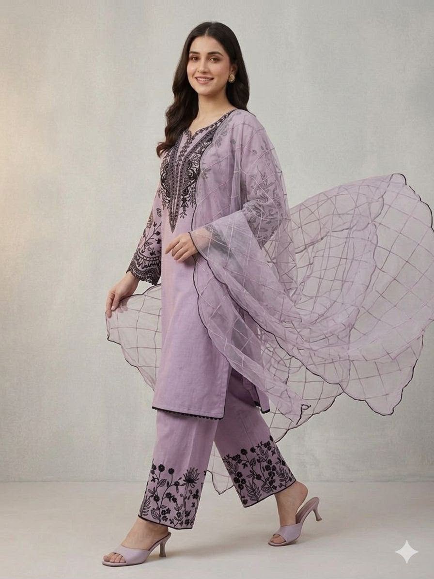 BEAUTIFUL SEQUENCE EMBROIDERED TOP , PLAZZO WITH DUPATTA