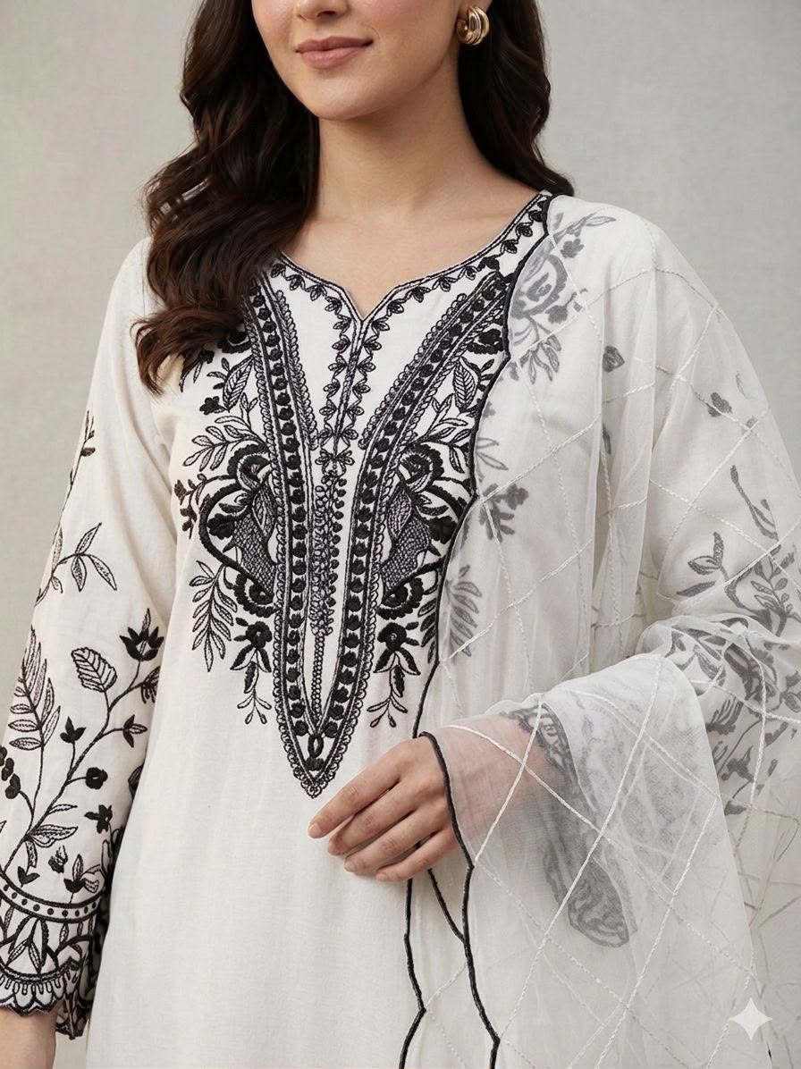 BEAUTIFUL SEQUENCE EMBROIDERED TOP , PLAZZO WITH DUPATTA