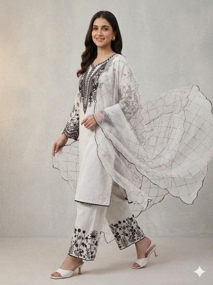 BEAUTIFUL SEQUENCE EMBROIDERED TOP , PLAZZO WITH DUPATTA