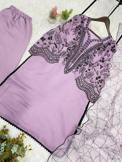 BEAUTIFUL SEQUENCE EMBROIDERED TOP , PLAZZO WITH DUPATTA