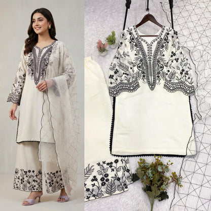 BEAUTIFUL SEQUENCE EMBROIDERED TOP , PLAZZO WITH DUPATTA