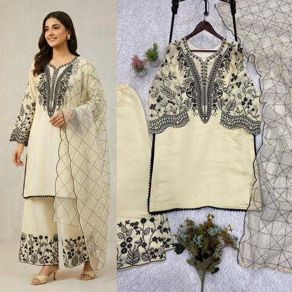 BEAUTIFUL SEQUENCE EMBROIDERED TOP , PLAZZO WITH DUPATTA