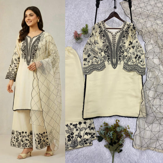BEAUTIFUL SEQUENCE EMBROIDERED TOP , PLAZZO WITH DUPATTA