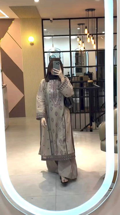 Đěsigner Party Wear Look Heavy Faux Georgette Top Plazzo &amp; Dupatta Set