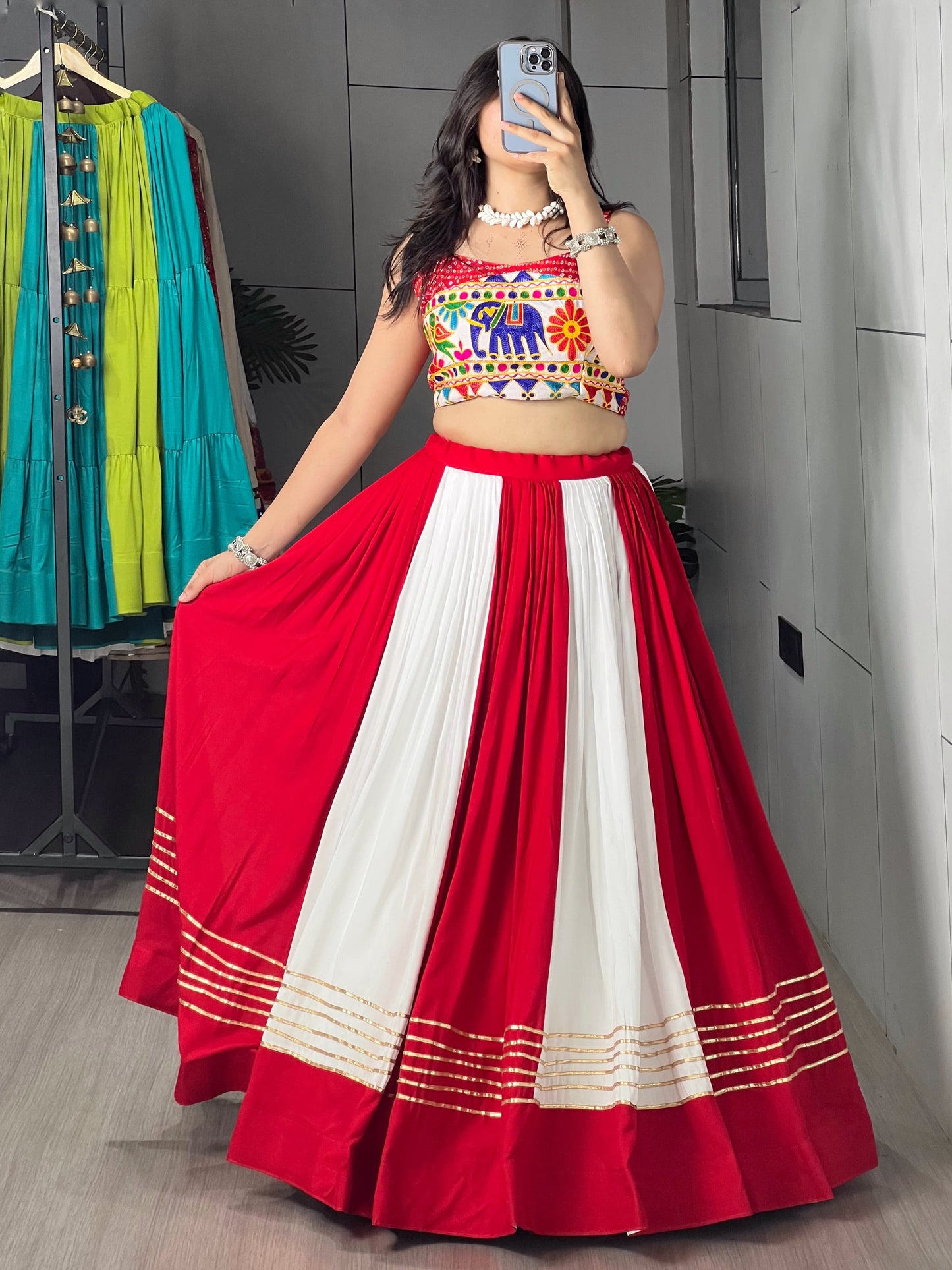 Red & White Chaniya Choli Set