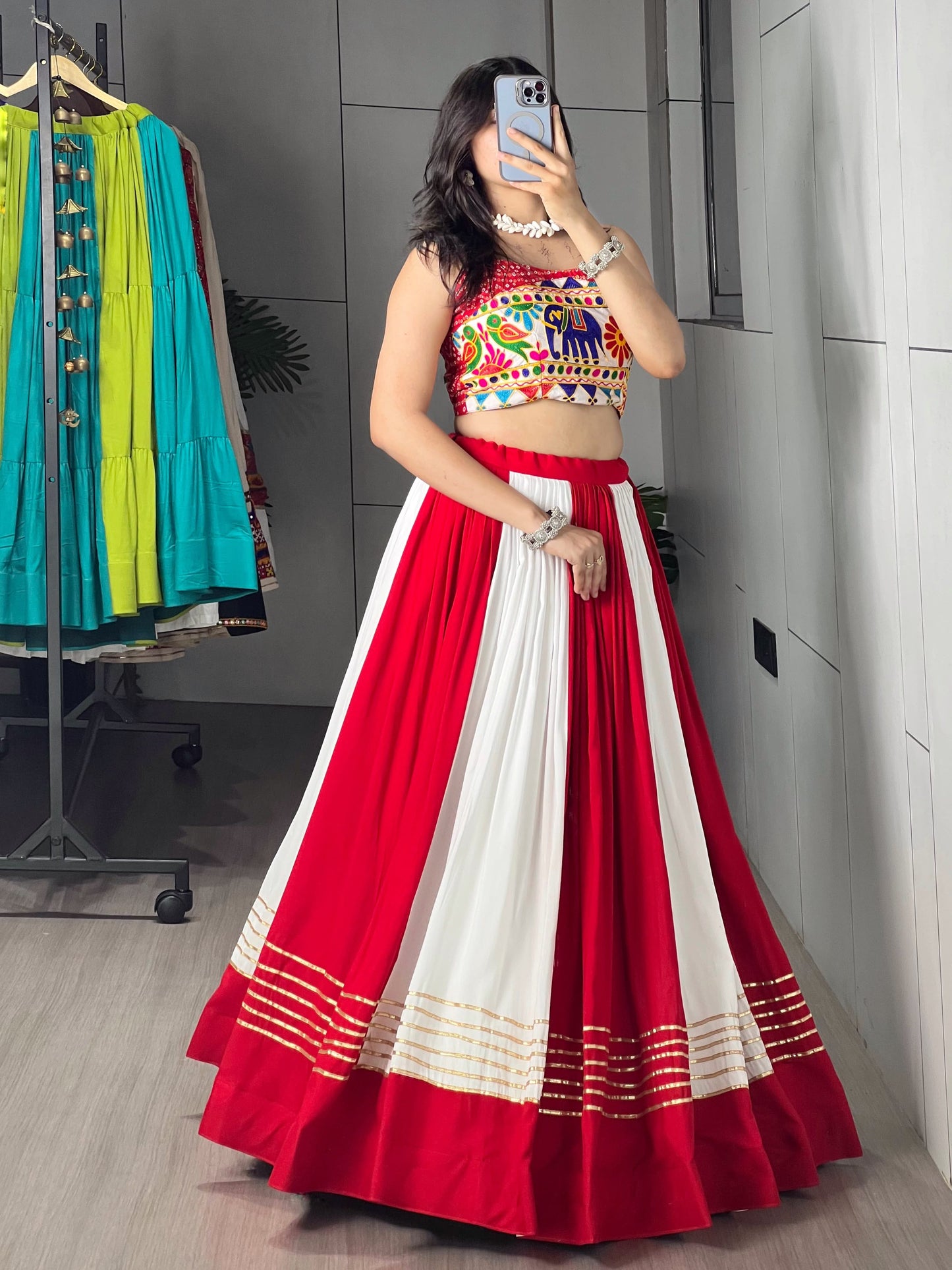 Red & White Chaniya Choli Set