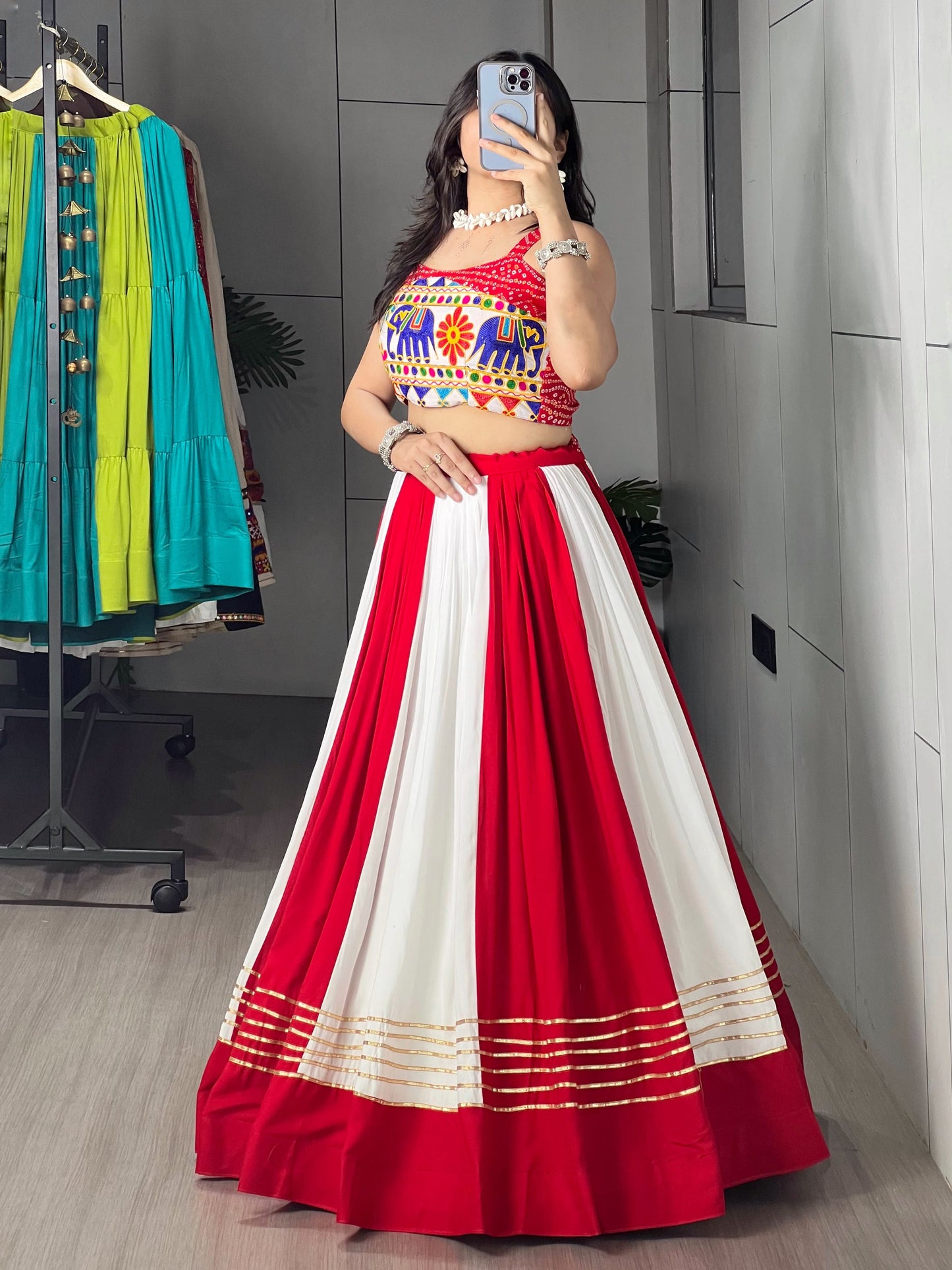 Red & White Chaniya Choli Set
