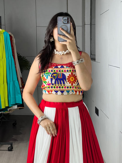 Red & White Chaniya Choli Set