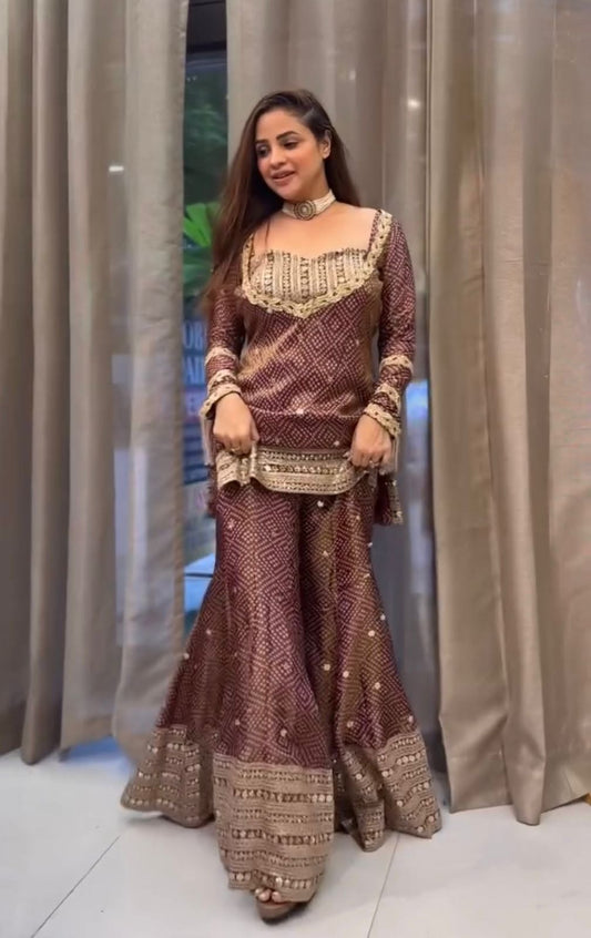 HEAVY 3 PIECES SUIT PAIR WITH EMBROIDERY WORK &amp; FANCY LACE