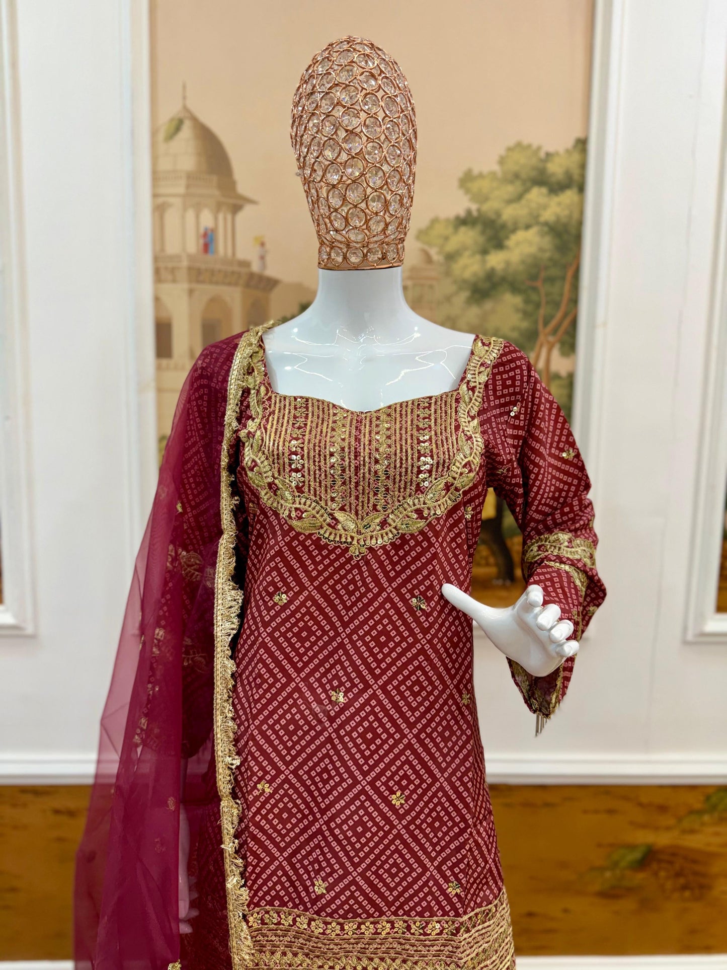 HEAVY 3 PIECES SUIT PAIR WITH EMBROIDERY WORK &amp; FANCY LACE
