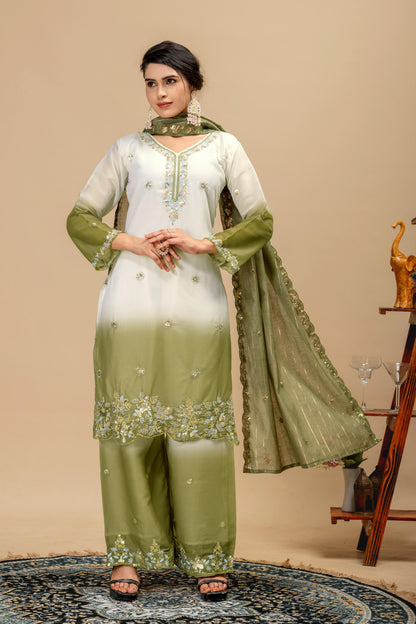 3 PIECES KURTI, PLAZZO & DUPATTA