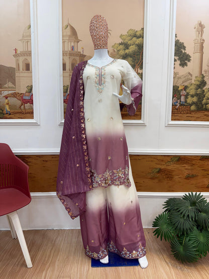 3 PIECES KURTI, PLAZZO & DUPATTA