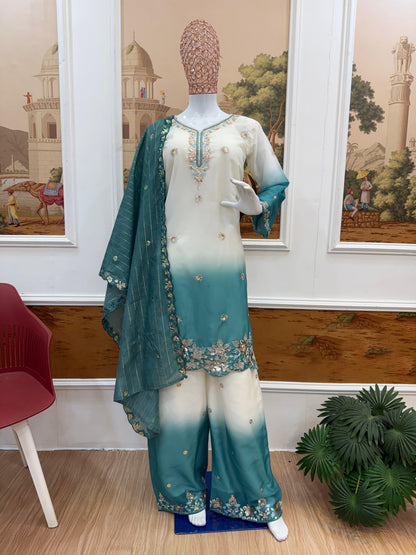 3 PIECES KURTI, PLAZZO & DUPATTA