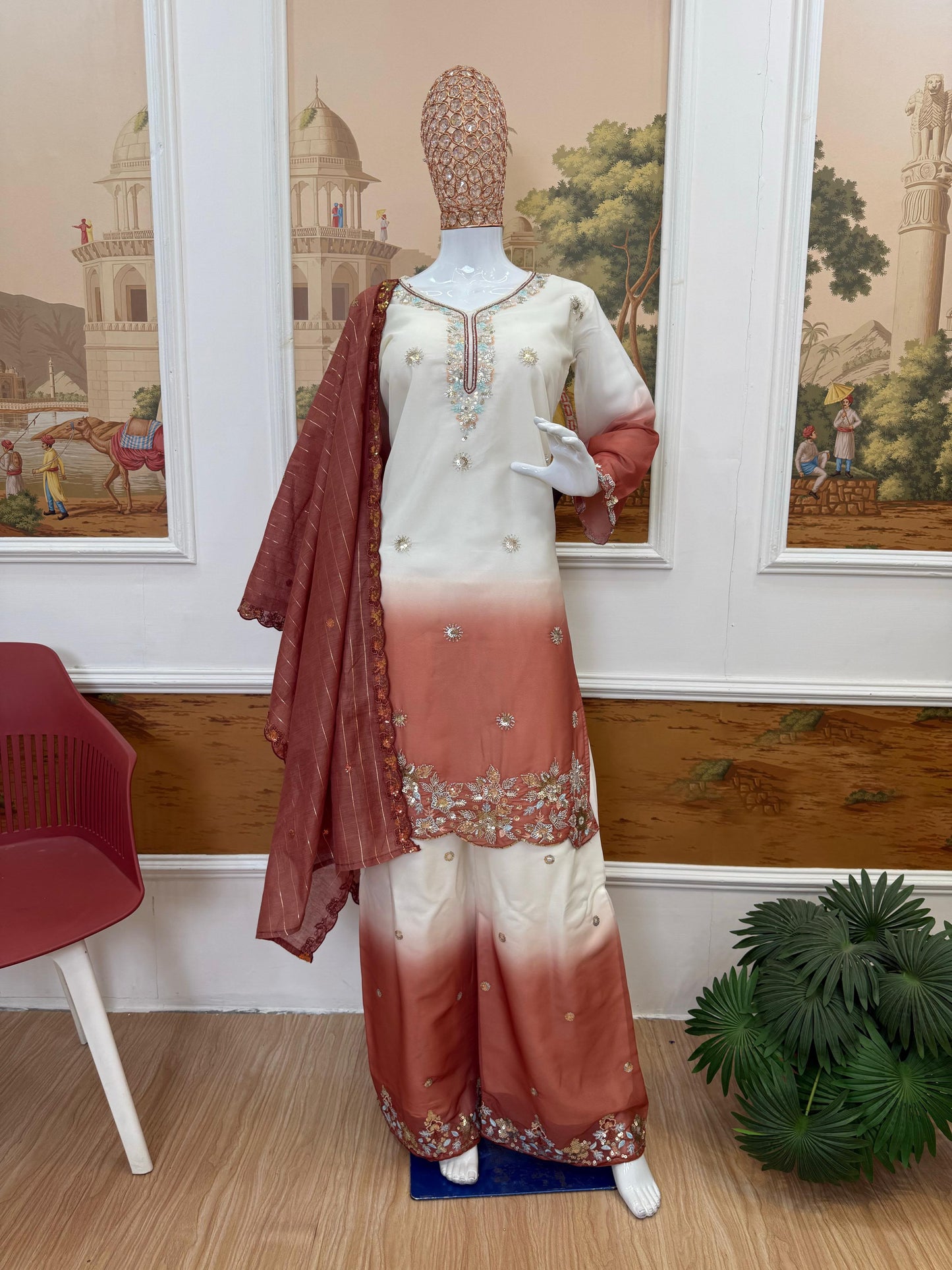3 PIECES KURTI, PLAZZO & DUPATTA