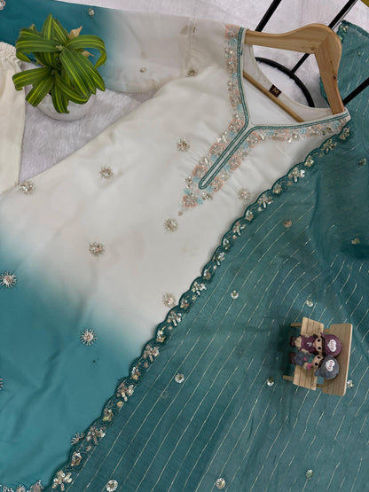 3 PIECES KURTI, PLAZZO & DUPATTA